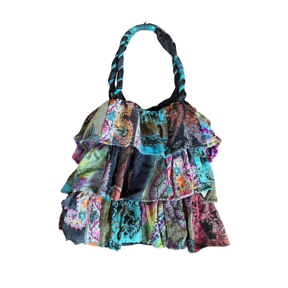 Anu Bag Boho Ruffled Patchwork Shoulder Paisley F… - image 2